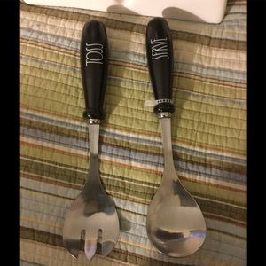 Rae Dunn serving spoon and fork SERVE AND TOSS